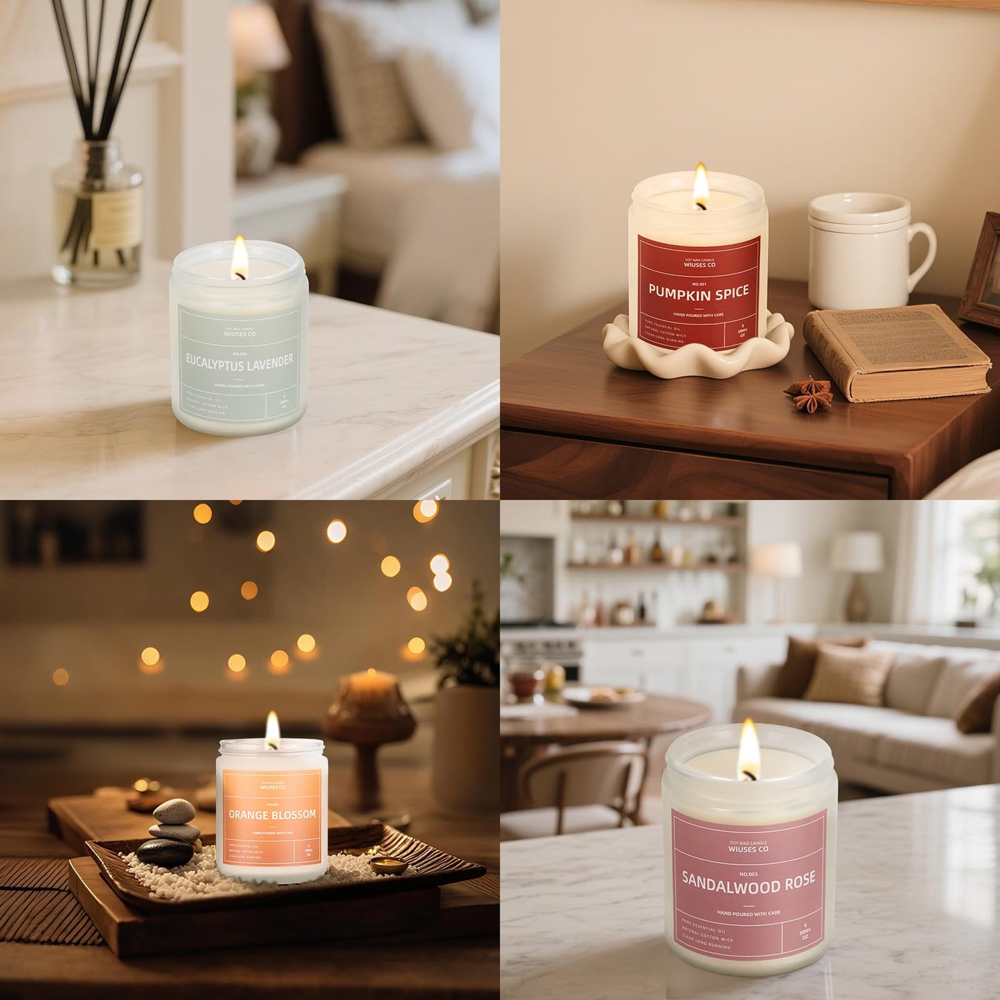 Eucalyptus Lavender Candle for Home Scented| Natural Soy Non Toxic Candles| Long Clean Burning Aromatheraphy Jar Candel| Women,Men Gift for Autumn,Winter, Halloween,Thanksgiving,Relaxing| 9oz