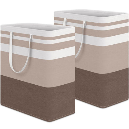 HomeHacks 2-Pack Large Laundry Basket, Waterproof, Freestanding Laundry Hamper, Collapsible Tall Clothes Hamper with Extended Handles for Clothes Toys in the Dorm and Family (Brown, 100L)