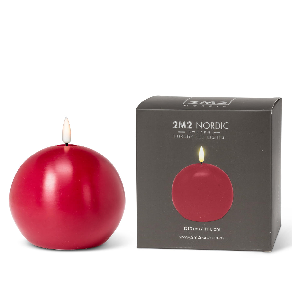 Abbott Collection Wax LED Flameless Ball Candle - Red (4" D)