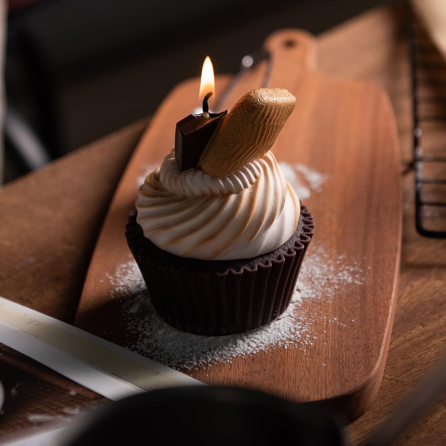 Realistic Dessert Roasted Marshmallow Cupcake Scented Vegetable Wax Candle