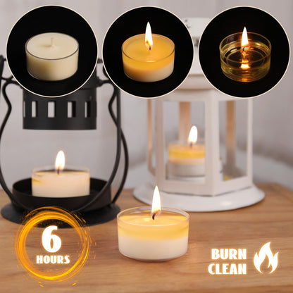 Soy Tealight Candles 50 Pack, 6 Hours Long Burning Tealights Candles Bulk, Natural Soy Wax Tea Light Candle Paraffin-Free, Unscented Small Tea Candle for Emergency,Dinner