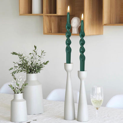 Spiral Taper Candles Green Taper Candles Smokeless Dinner Twisted Green Candlesticks Unscented Handmade Long Candle Sticks for Christmas Wedding Home Decor Special Occasions & Celebrations
