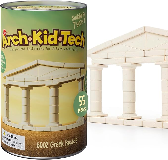 Taksa Toys Ancient Greek Facade Stem Toys Unique Educational Stackable Building Blocks for Kids Ages 7 8 9 10+ Years Old Indoor Architectural Kit Learning Games Montessori Toys for Children 55 Pcs