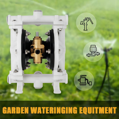 Air Operated Double Diaphragm Pump QBK-15 1/2 inch Outlet 12 GPM Pneumatic Transfer Max 115 PSI Industrial Use for Chemical Waste Oil Dual Diaphram PTFE Nitrile Rubber by Plastic and Stainless Steel