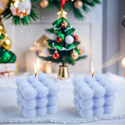 2PCS Bubble Candle Set, Cube Soy Wax Bubble Candles, Handcrafted Natural Scented Aesthetic Bubble Candle Set for Home Bedroom Decor, Birthday Mothers Day Gifts
