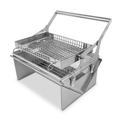 Portable 360°Rotating Charcoal Grill with Flipping Basket - 304 Stainless Steel Barbecue Grill for Camping, Tailgating, and Outdoor Adventures, Easy to Disassemble, Includes BBQ Bag New Upgrade