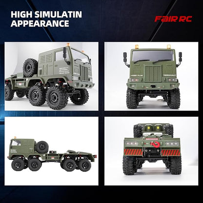1/18 CR18P Terranaut 8x8 RC Crawler 8WD Rock Truck with Active-AWS All-Wheel Steering 2-Speed Transmission Remote Winch &amp Portal Axles Metal Gears Off-Road RC Car for Adults Collectors (Green)