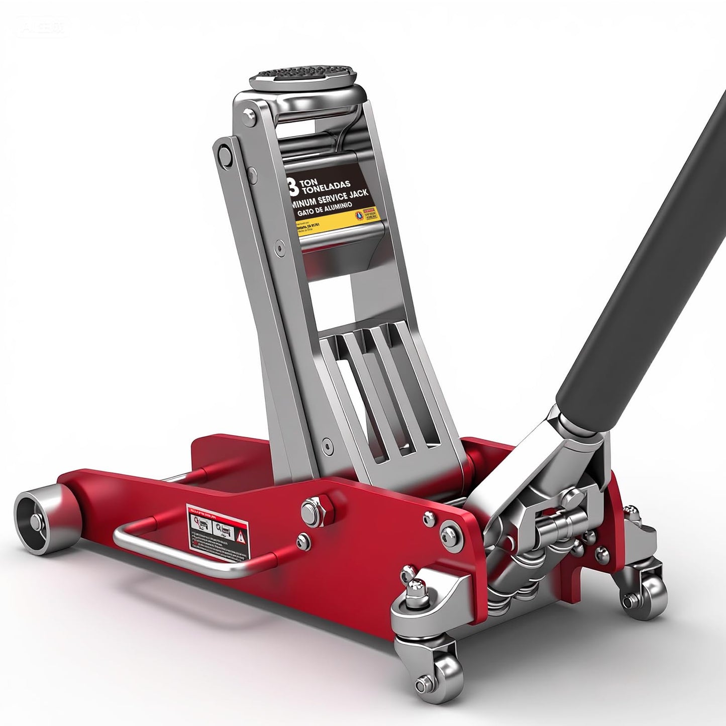 Big RED 3 Ton Low Profile Full Aluminum Racing Floor Jack with Dual Piston Quick Lift Pump, 6000 lb Capacity, Lift Range 3.74"-18.90", Lightweight Design, Red