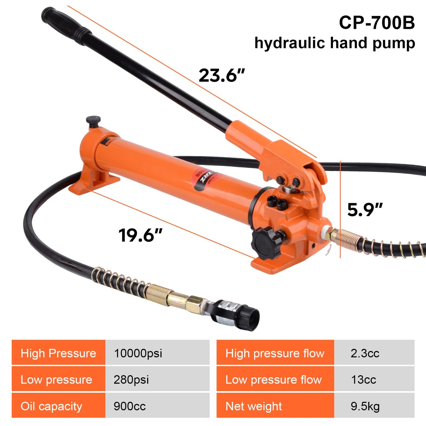 HZLZRZ 20 Ton Hydraulic Cylinder Jack Porta Power Ram 2" Stroke, CP-700B Manual Hydraulic Hand Pump, Hollow Single Acting Lifting Cylinders for Machinery Shipbuilding