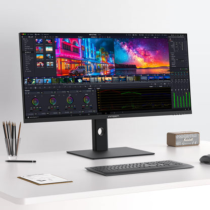 INNOCN 40 Inch 5K 5120 x 2160p Ultrawide Monitor for Laptop, 21:9, 100Hz, IPS, HDMI, DP, FreeSync, HDR400, USB-C, DeltaE＜2, Built-in Speakers, Height Adjustable, Black - 40C1U
