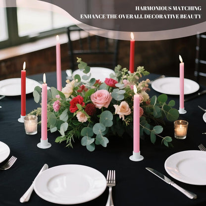 kehail Metal Taper Candle Holders Set - 2"×1" Elegant Candlestick Centerpieces for Table Decor, Wedding, Anniversary, Dinner Party (6, White)