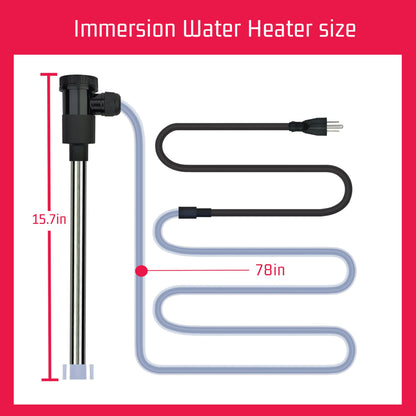 YLboyLIAN 1500W Titanium Immersion Water Heater for Pool & Hot Tub – Portable Electric Submersible Heater with Temp Control, Auto Shut-Off &WiFi Timer for Spa, Bathtub, Above Ground Pool and Baptistry