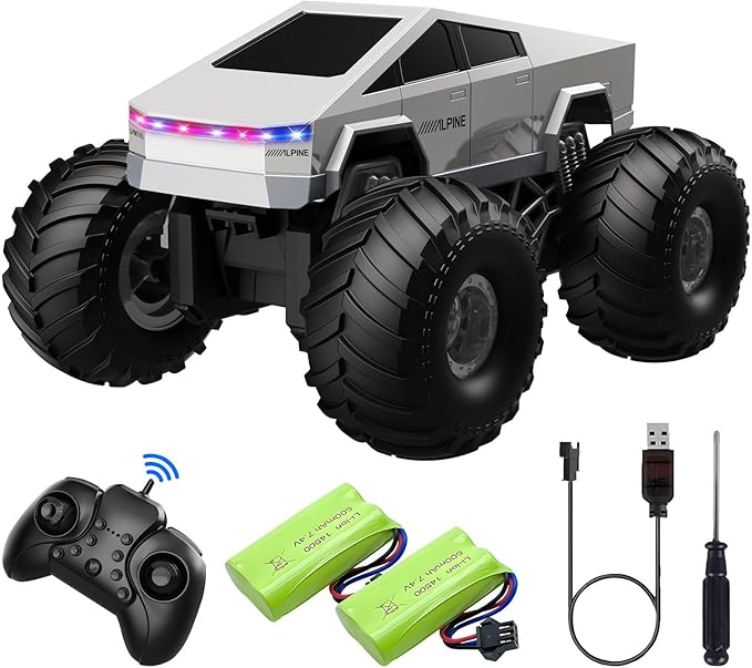 Remote Control Car Cyber RC Truck Toy 1:16 2.4GHz 4WD Off-Road Amphibious Waterproof Monster Truck for All Terrain Kids Birthday Gifts for Boys Girls Age 6 7 8 9 10 11 12 Year Olds