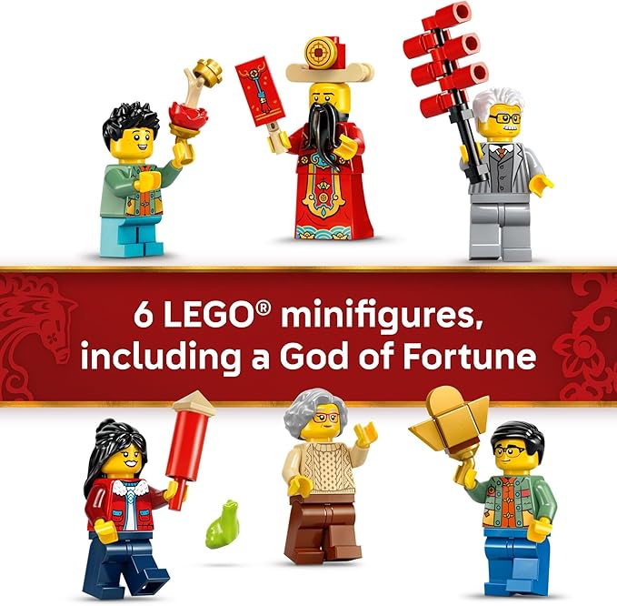 LEGO Spring Festival Fortune Firecracker Kids Building Toy - Chinese New Year Toy for Boys &amp Girls Ages 9+ - Play &amp Display Wall Art with Realistic Sound Effects - Gift Idea for Birthdays - 8
