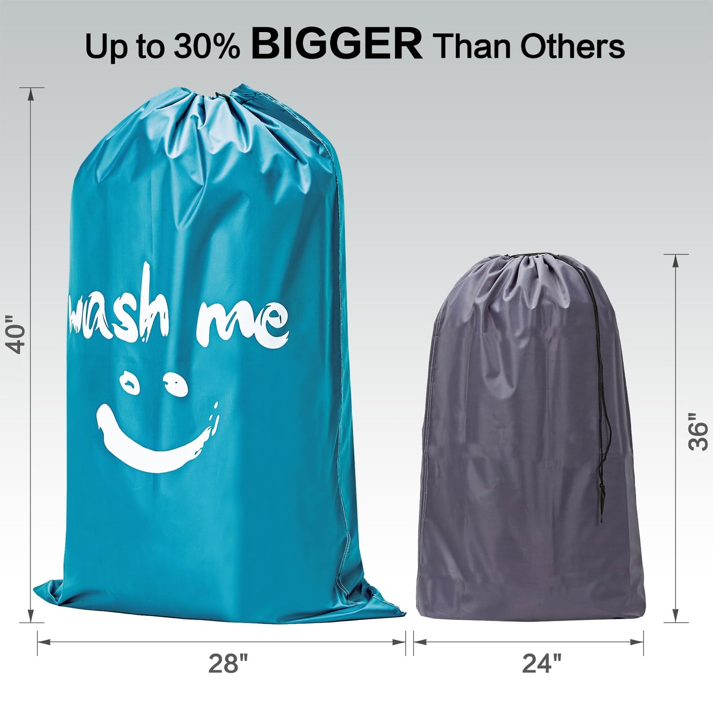 HOMEST 2 Pack XL Wash Me Travel Laundry Bag, Dirty Clothes Organizer, Large Enough to Hold 4 Loads of Laundry, Easy Fit a Laundry Hamper or Basket