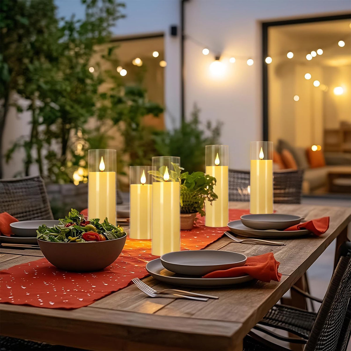 Wfmolcand 24-Pack Acrylic LED Flameless Pillar Candles with Remote & Timer, Battery Powered - Perfect for Indoor/Outdoor Decor,Wedding,BBQ and Gift - Easily Create a Magical Atmosphere.(Ivory)