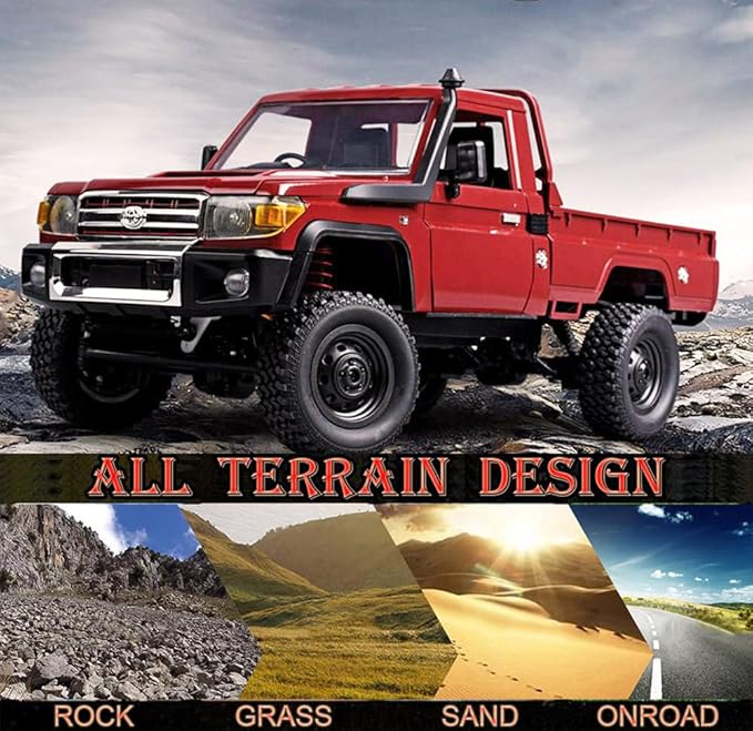 RC Rock Crawler RC Truck 4x4 Toyota LC79 RC Crawler 1/12 Off Road Pickup Remote Control 2.4Ghz All Terrain 280 Brushed Motor Proportional Throttle Steering RTR Hobby Toy Adult MN-82