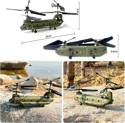 Remote Control Helicopter S026H Military Transport RC Helicopters with Altitude Hold One Key Take Off/Landing LED Light Low Battery Reminder Gyro RC Army Helicopter for Beginners
