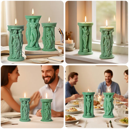 4 Pack Goddess Athena Silicone Pillar Candle Molds, 3D Portrait Resin Casting Silicone Mold for Epoxy Resin Craft, Soap & Aromatherapy Candle Making, Home Table Halloween Party Decor Craft Molds