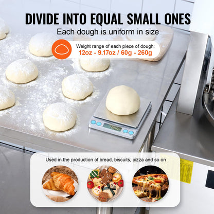 VEVOR Dough Divider,20PCS Electric Dough Divider Machine,2.12oz-9.17oz Equal Dough Press Dough Cutting with 304 SS Tray and Copper Motor Divider for Bakery,Restaurant,Commercial Food Preparation