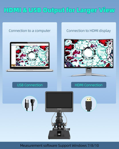 JOYALENS JL269S 5 Lens 10.1'' HDMI Digital Microscope 5000X with Endoscope, 24MP Biological Microscope for Adults Kids Home Lab, Coin Microscopes Full View for Error Coins, Windows PC Compatible, 32GB