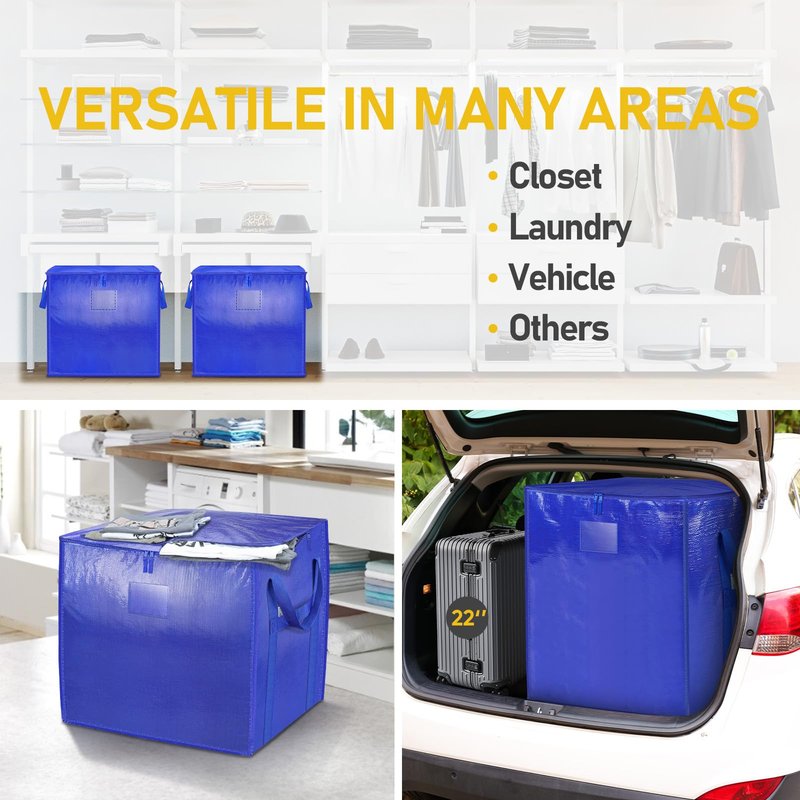 TICONN 4 Pack Extra Large Moving Bags with Zippers & Carrying Handles, Heavy-Duty Storage Tote Moving Boxes for Space Saving (4 PK, 75 Gallon)