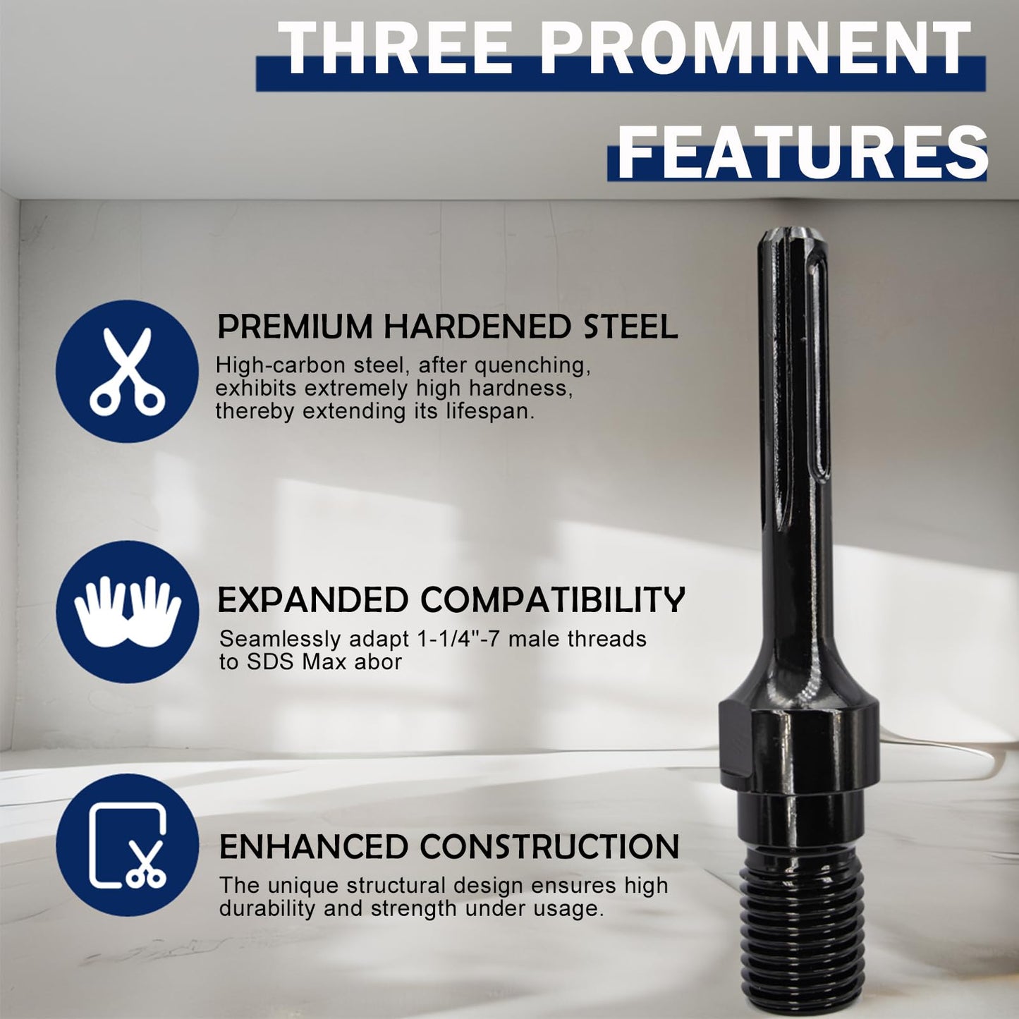 DaduoRi 8 Inch Wet Core Drill Bit & SDS Max Shank Drill Adapter - 8" Diameter Core Bits for Concrete, 14" Drilling Depth, 1-1/4"-7 Thread Diamond Core Bit for Cured Concrete, Masonry, Brick
