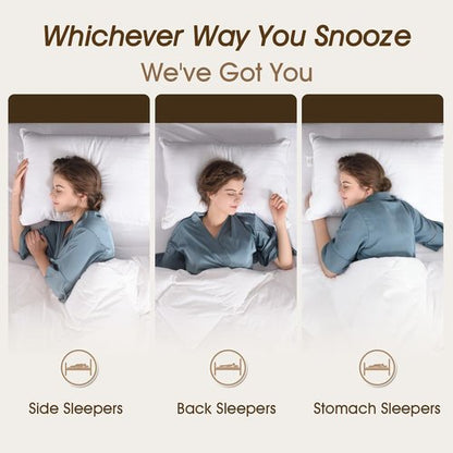 Downluxe Down Alternative Pillows - Soft Queen Size Set of 2 for Side, Back & Stomach Sleepers | 20 x 28 Inches