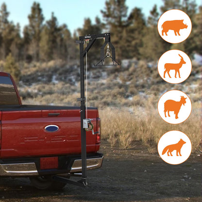 Garvee 2'' Truck Hitch Deer Hoist, 500 LB Load Capacity Heavy Duty Steel Deer Hoist for Truck Hitch with Winch Lift Gambrel Set, Perfect for Field Dressing, Big Game