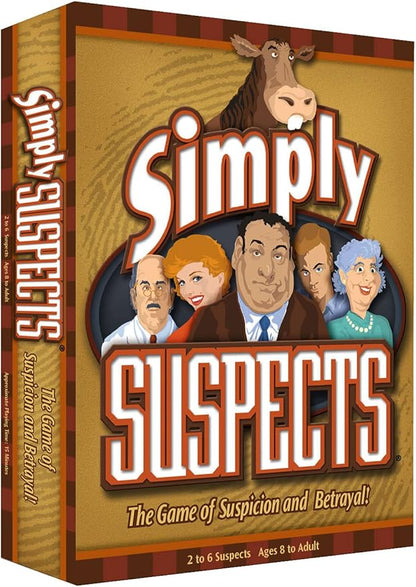 Simply Suspects - The Game of Suspicion &amp Betrayal - Fast-Paced Hidden Identity Detective Board Game - Family Fun for Ages 8+ 2-6 Players