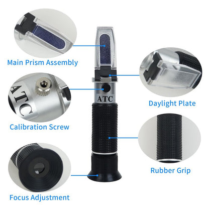 NANBEI Honey Refractometer with ATC, Portable Refractometer for Honey Moisture,Triple Scale (Honey Moisture: 12-27%, Brix: 58-90%, Baume: 38-43°),Ideal for Honey, Molasses,Maple Syrup,Fruit jam