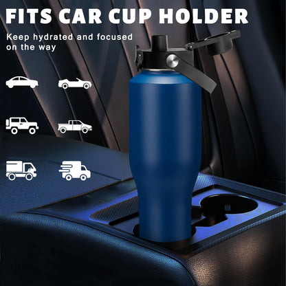 40oz Water Bottle with Straw - Vacuum Stainless Steel Insulated Cups w/Survival Paracord Handle & Carrier Bag, Skinny Water Bottle Insulated Water Bottle Fits in Cup Holder for Travel Drive