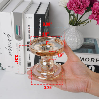 DreamsEden Clear Glass Candle Holders Set of 3, Crystal Transparent Taper Candle Holder for Pillar Taper Tea Lights, Modern Table Centerpiece Decor for Dining Room Living Room Wedding Party Decoration
