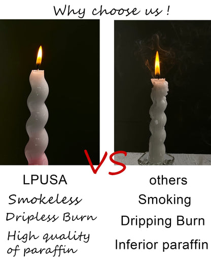 LPUSA Green Spiral Taper Candle Sticks for Holiday Wedding Party Wax Unscented Dinner Candle Dripless,Birthday Gift Christmas Gift H 7.5 Inch, 4pcs（Gradient Green）
