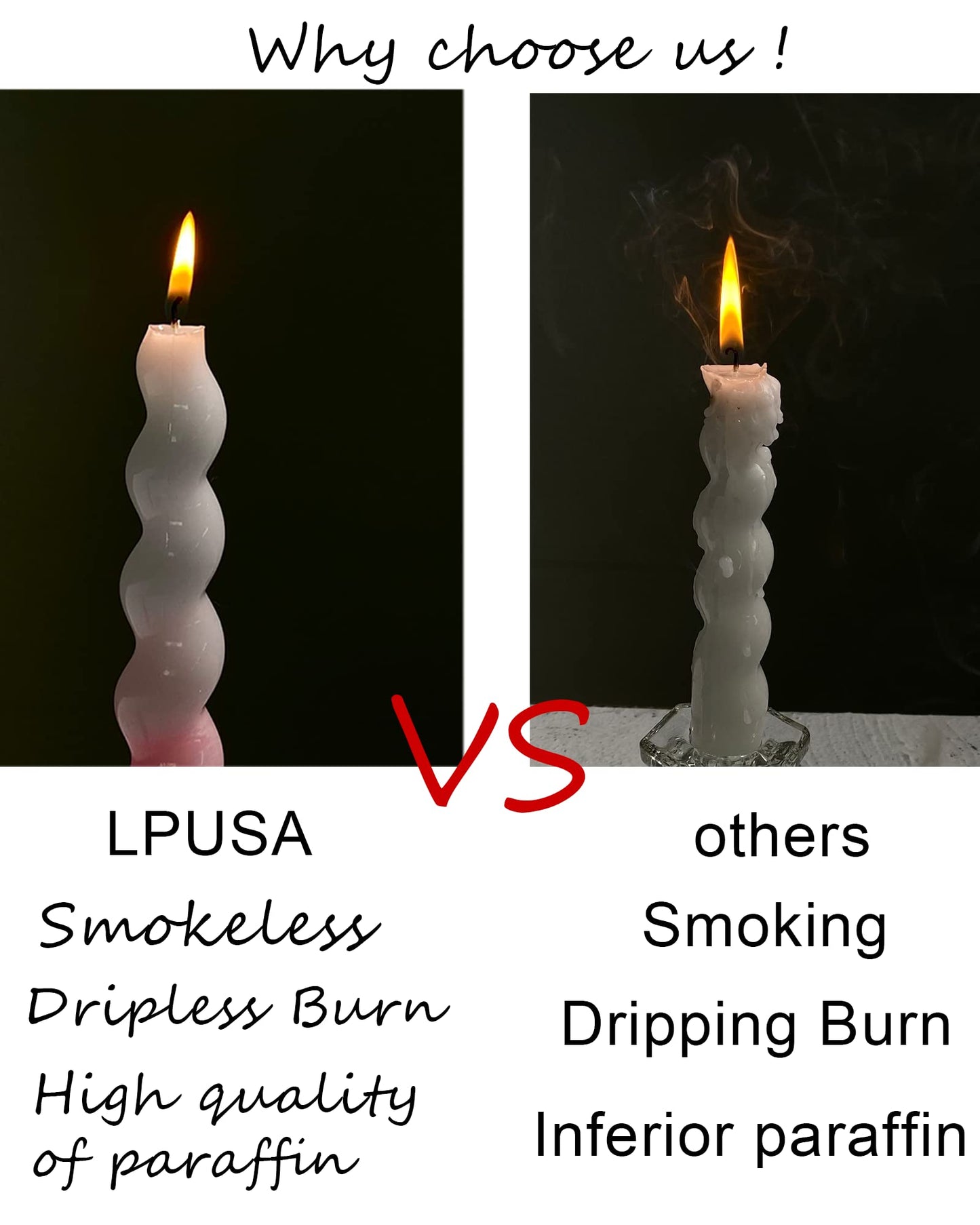LPUSA Pink Spiral Taper Dinner Candles Conical Stick Candles Wax Unscented Dinner Candle Dripless for Home Decor, Relaxation Set of 4（7.6" Baby Pink）