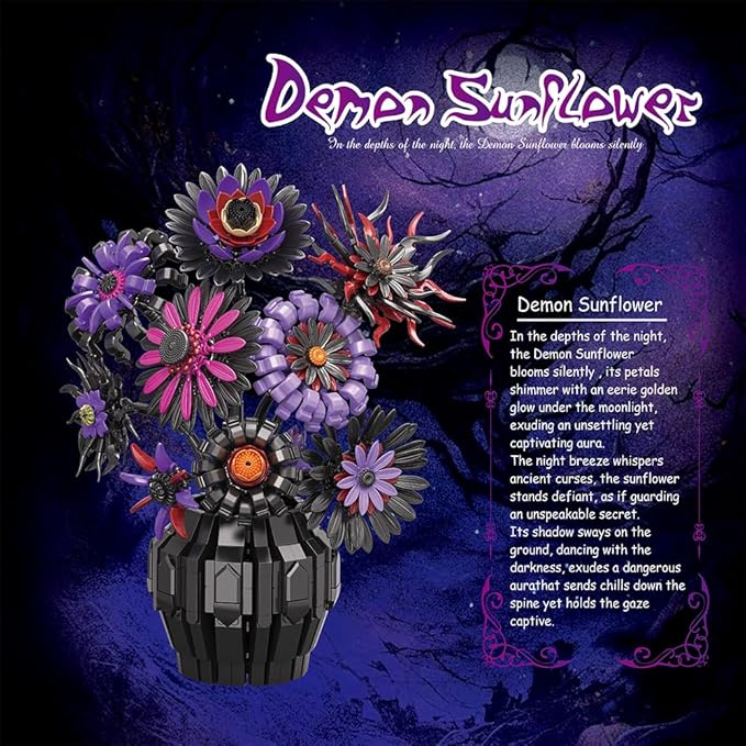 39109 Demon Sunflower Building Blocks Flower Set 1183pieces of Floral and Plant Series Block Sets Adult Creative Enthusiast Model Gifts and Unique Collectibles Can be Used for Room Decoration