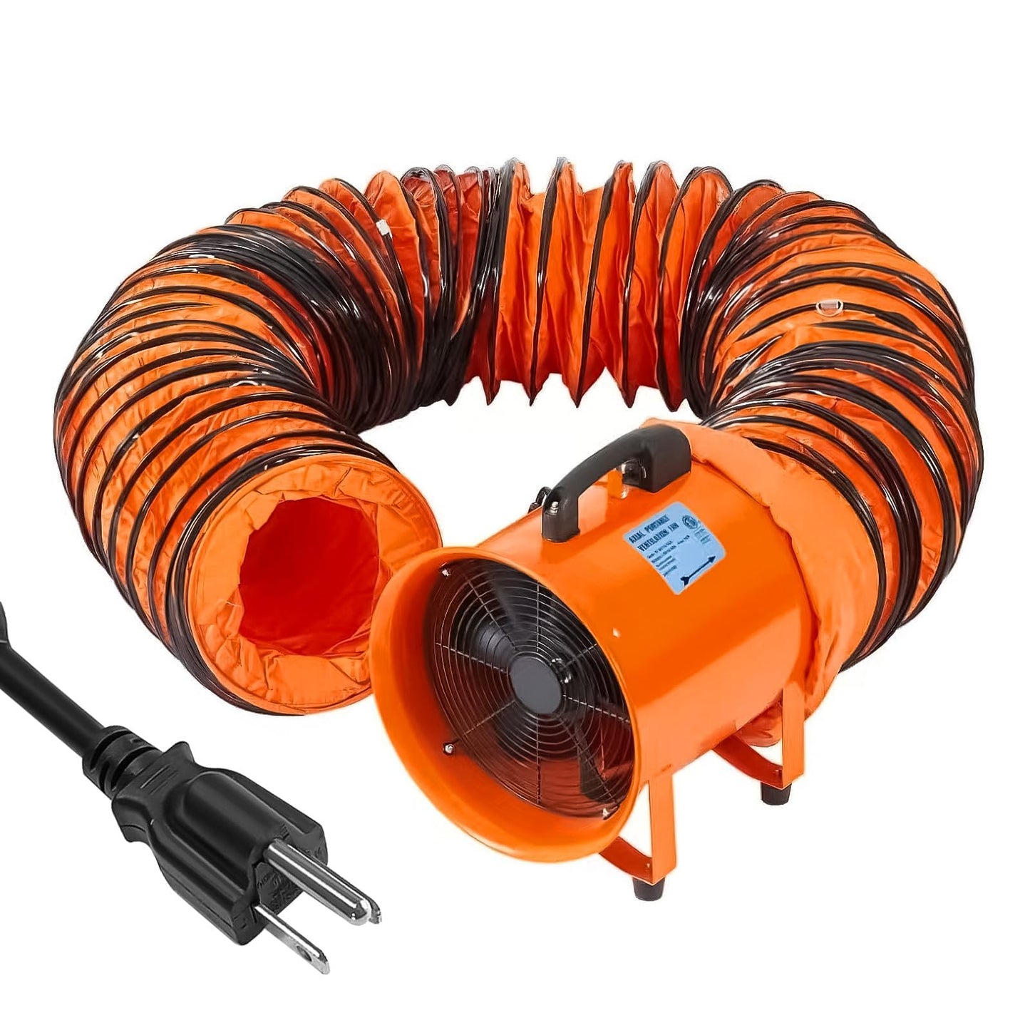 GarveeHome Utility Blower Exhaust Fan 12 Inch 3500 CFM,3500 RPM High Velocity Low Noise Ventilation with 16.4 ft Duct, Heavy Duty Workshop & Confined Space Ventilation Fan