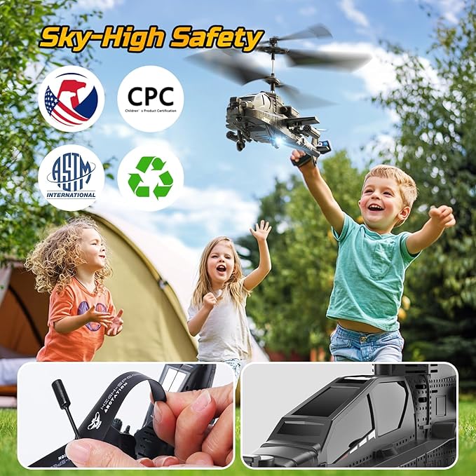 DEERC RC Helicopter RC Plane for Kids and Adults 2.4GHz Remote Control Helicopter 26 Mins Flight Time LED Lights &amp Altitude Hold 2 Batteries Kids Toy for Ages 8-12