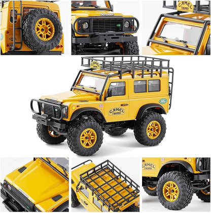 BEEZRC FMS 1/24 RC Crawler RTR FCX24M Land Rover Family Camel Trophy Edition Licensed RC Model 4WD RC Rock Truck 2.4Ghz Hobby Grade RC Car Model Mini Off Road Vehicle with Battery (Defender 90)