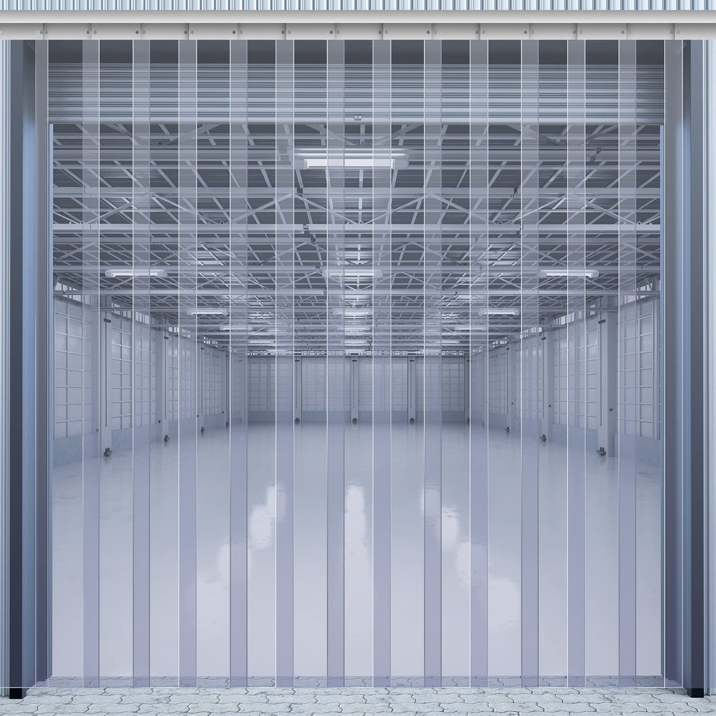 Juexica 96 x 96 Inch PVC Strip Door Curtain Kit, Heavy Duty Waterproof Clear Door Curtain for Walk-in Cooler, Freezer, Warehouse & Garage, Hurricane Shutters, Energy Saving and Easy Install(Clear)