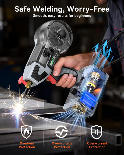 PLOWIC 2 in 1 MIG and Stick Welder: 250A Handheld Portable Welding Machine, 110V Gasless Flux Core Wire Feed Welder & MMA ARC Welder Gun, 3.97lb w/LCD Display, for .032"/.040" Wire and 3/32"-1/8" Rod