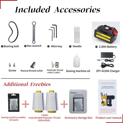 Cordless Bag Sewing Machine |PortableIndustrial Bag Closer |2-Second Fast Sealingfor Woven PP/Canvas/Jute Bags |Factory &Farm Bag Stitcher (Red, Lithium Battery-36VDC)