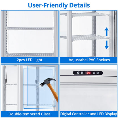 Garvee Commercial Refrigerated Display Case 10.5 Cu.Ft Freestanding Display Refrigerator with Adjustable Shelves, LED Lighting, Automatic Defrost Display Fridge for Bakery, Coffee, Supermarket