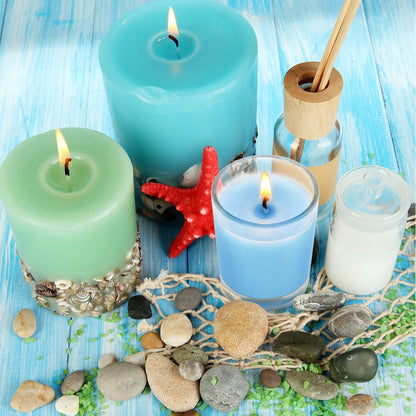 Set of 4 Babyblue Votive Candles Clear Glass Filled Unscented Soy Wax Candle for Home Spa Weddings Holiday Baby-Shower Party and DIY