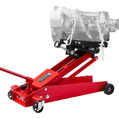 VEVOR Adjustable Floor Transmission Jack 1000 LBS Low Profile Hydraulic Transmission Telescoping Heavy-Duty Lift Jack 6.3-25.2 in Lifting Height, 360° Swivel Front Wheels