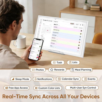 aiprotablet 15.6-inch Digital Calendar Chore Chart, Electronic Wall Planner Smart Calendar Touchscreen for Family Schedules, Meal Planner, Task Rewards, Picture Frame, Wall & Desk Mountable, Great for Organizing Your 2026 Calendar