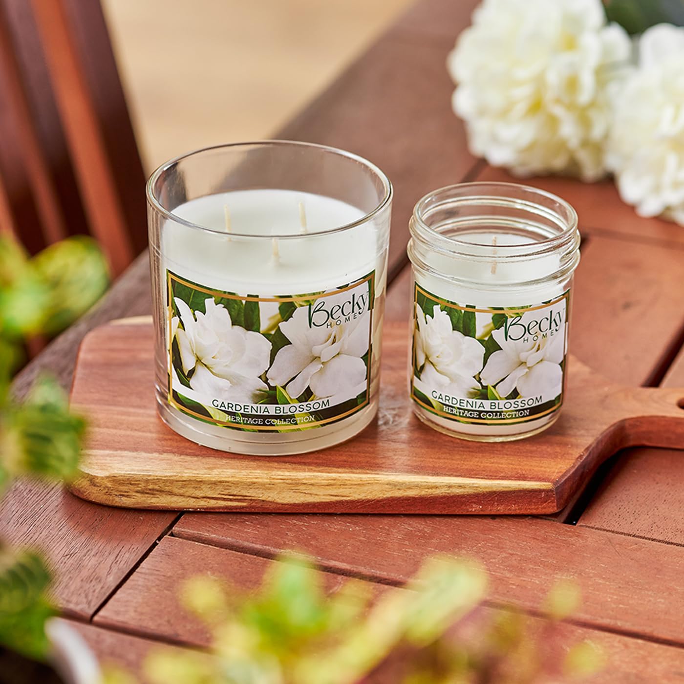 Becky Home 8oz Gardenia Scented Candles for Home, 45 Hrs Soy Wax Scented Candle for Stress Relief, Aromatherapy Candle Gifts for Men and Women, Floral Scent