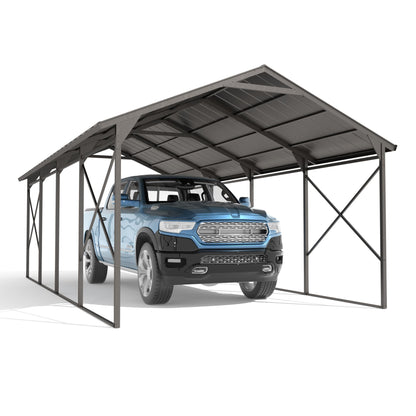 ASJMR 12' x 22'Metal Carport Heavy Duty, Outdoor Carport Canopy Heavy Galvanized Garage Car Shelter with Enhanced Base and Roof,Weather-Resistant Canopy for Cars, Trucks, Boats, Pickups