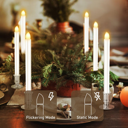 Qmioti 8 Pack Christmas Window Candles, Battery Operated Window Candles with Timer Remote, LED Window Candle with Candle Holders Suction Cups for Christmas Decorations, Silver