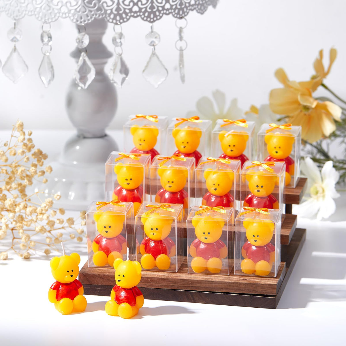 Dansib 24 Pcs Bear Baby Shower Candle Favors for Guest Bear Party Favors Baby Shower Candles Bulk for Gifts Party Decorations (Yellow)
